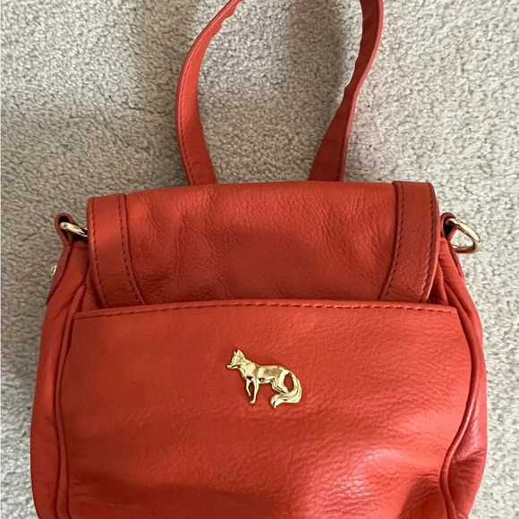 Emma Fox Leather Crossbody Gold Chain Toggle Purse Bag  Red - Picture 3 of 4